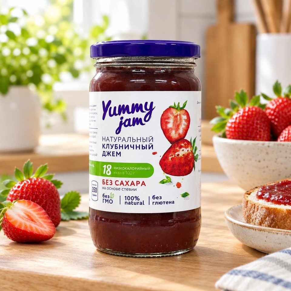 Ямми Джем низкокалорийный натуральный клубничный 350гр
