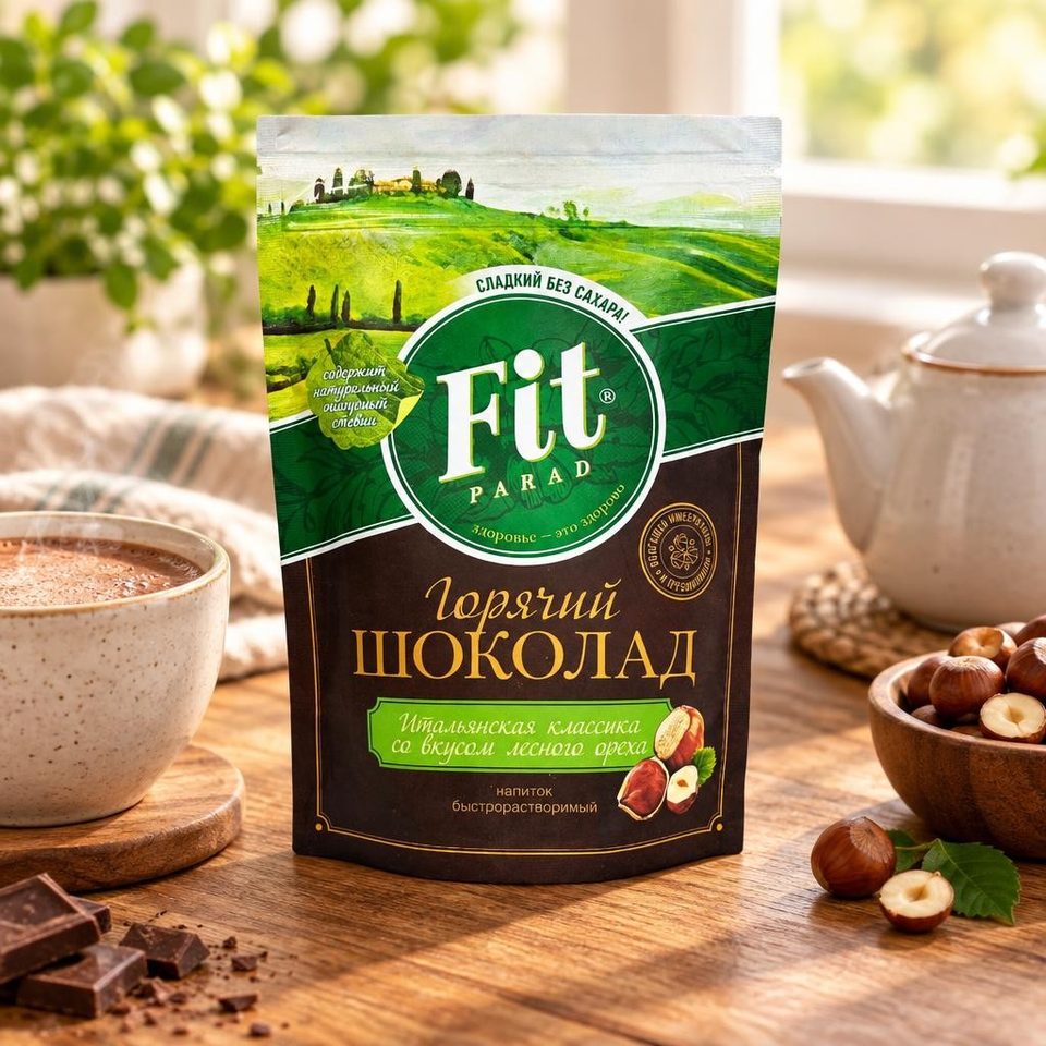 Фитпарад Горячий шоколад со вкусом лесного ореха 200гр 12шт