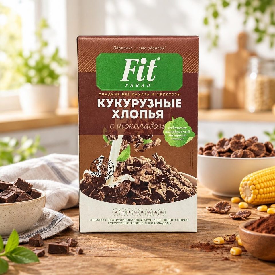 Фитпарад Кукурузные хлопья шоколадные со стевией 200гр 12шт