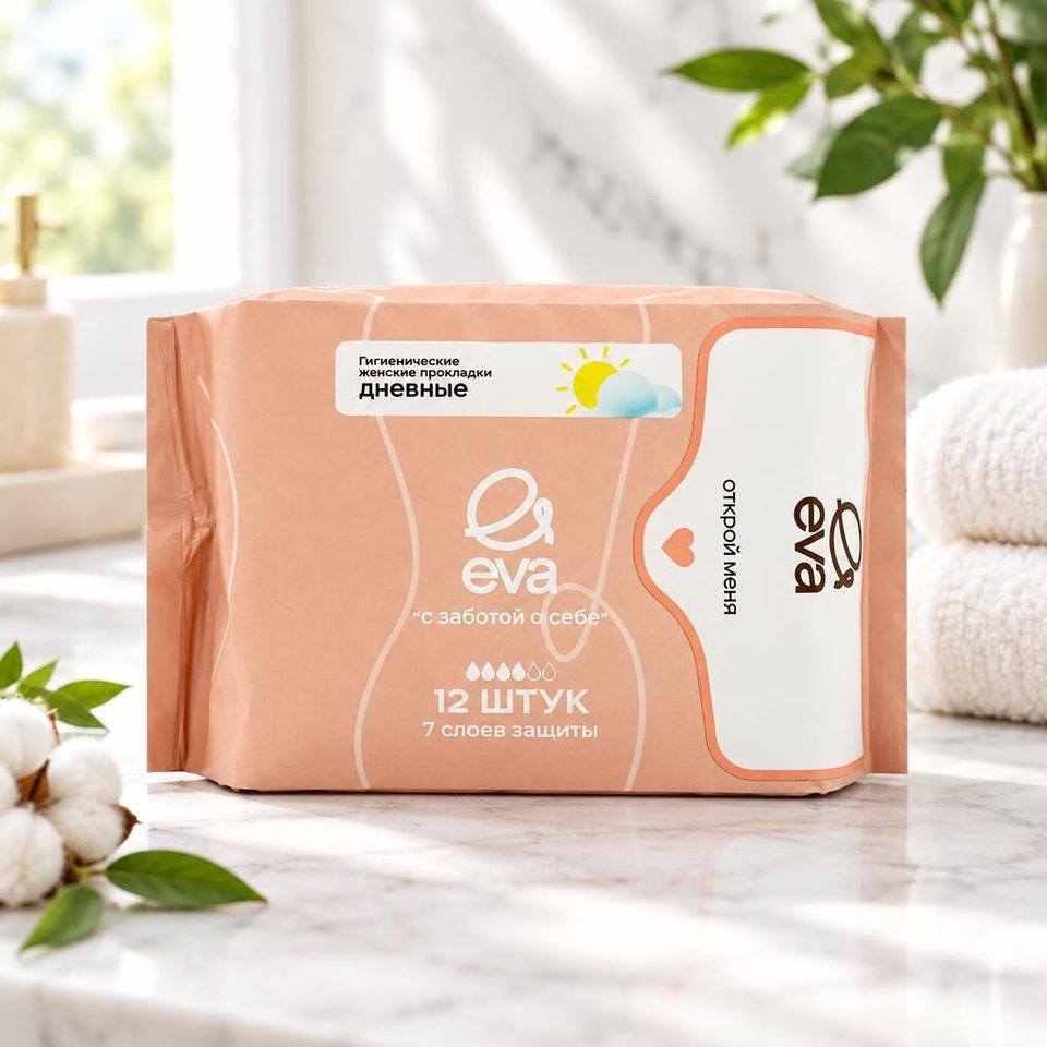 NEW EVA SANITARY NAPKIN/ЖЕНСКИЕ ПРОКЛАДКИ (DAY) 245 х 170 мм (12шт, 48уп. в коробке)