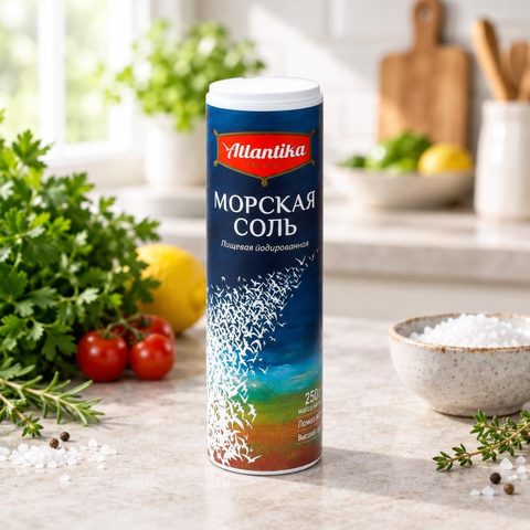 Атлантика Морская соль йодированная 250гр 10шт