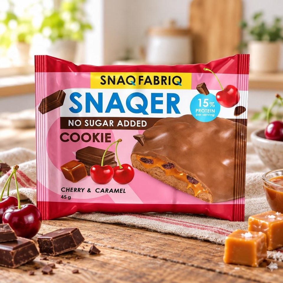 SNAQ FABRIQ Печенье глазированное шоколадное Вишня и карамель 45гр 10шт