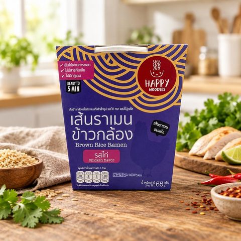 Лапша рамен из коричневого риса быстрого приготовл. Курица по-тайски Happy Noodl ст 65 гр 24 шт