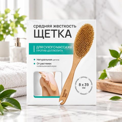 Beauty 365 Чудо щетка для сухого массажа натуральная щетина МЯГКАЯ