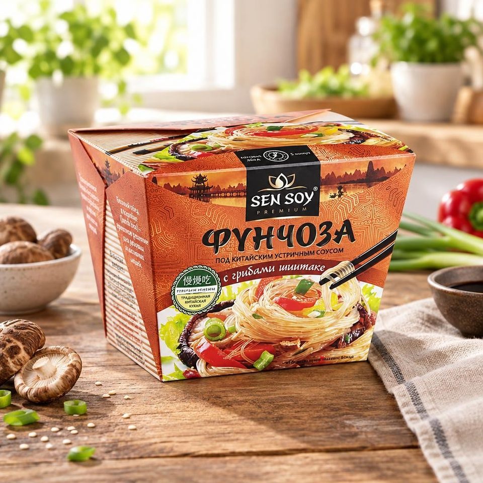 Sen Soy Вермишель фунчоза под китайским устричным соусом 125гр 12шт