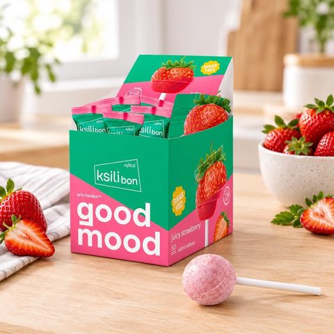 Ksilibon Lollipop Леденцы на палочке Бельгийская клубника 50шт