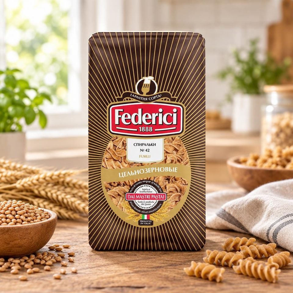 Federici Fusilli Integrail Изделия макаронные цельнозерновые Спиральки 400 гр 30 шт.