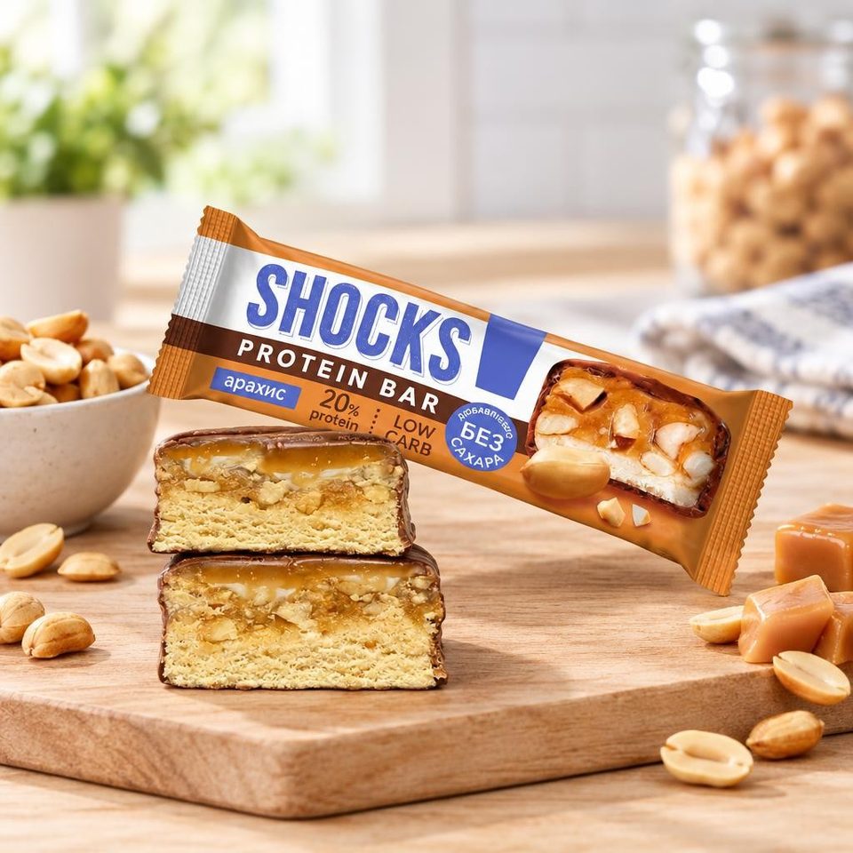 Батончик глаз. Shocks Арахис 50гр 12шт