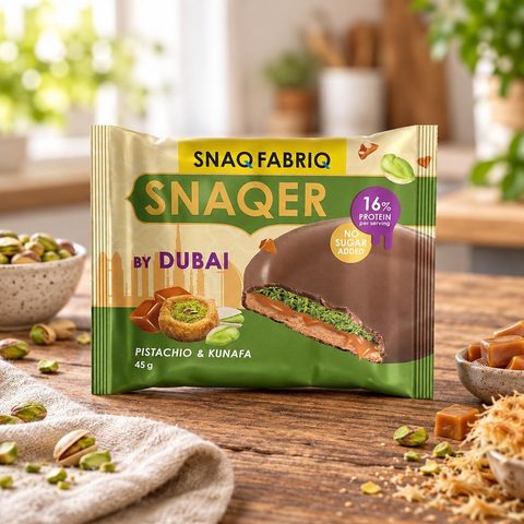 SNAQ FABRIQ Печенье глазированное с фисташковой пастой хрустящим тестом и карамелью 45г 10 шт