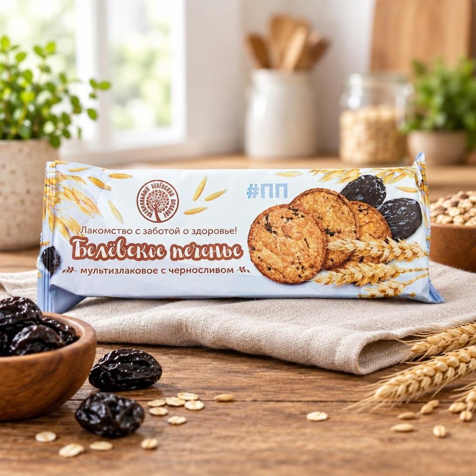 Белевский продукт Печенье мультизлаковое с черносливом 120гр 18шт