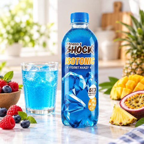 FitnesShock Изотоник со вкусом ягод и тропических фруктов 500мл
