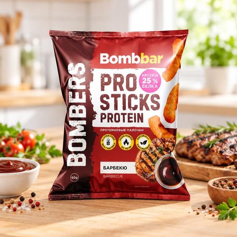 Bombbar Кукурузные палочки протеиновые со вкусом Барбекю 60 гр 16 шт