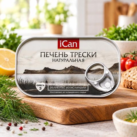 Ican Печень трески натуральная исландия 115гр