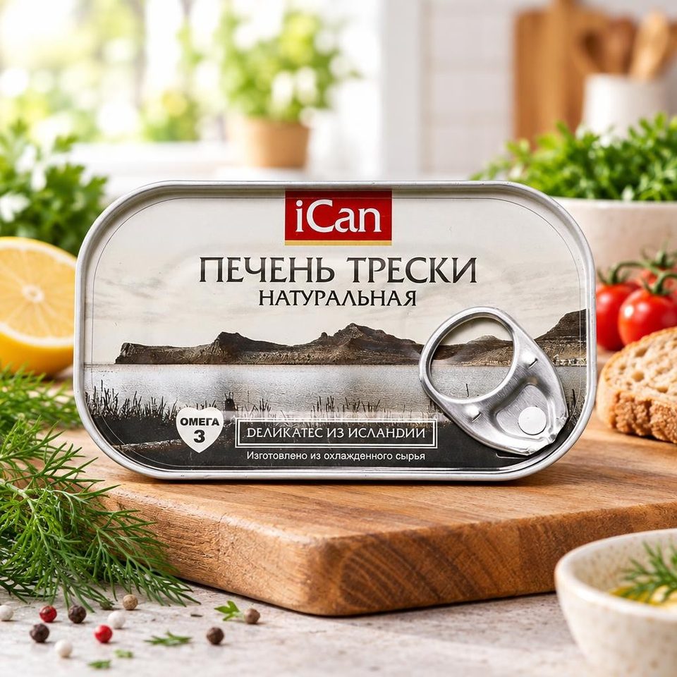 Ican Печень трески натуральная исландия 115гр