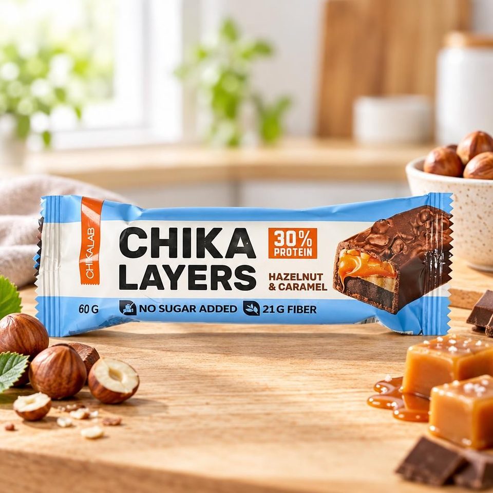Chikalab Layers Батончик глазированный Лесной орех с карамелью 45гр 15шт