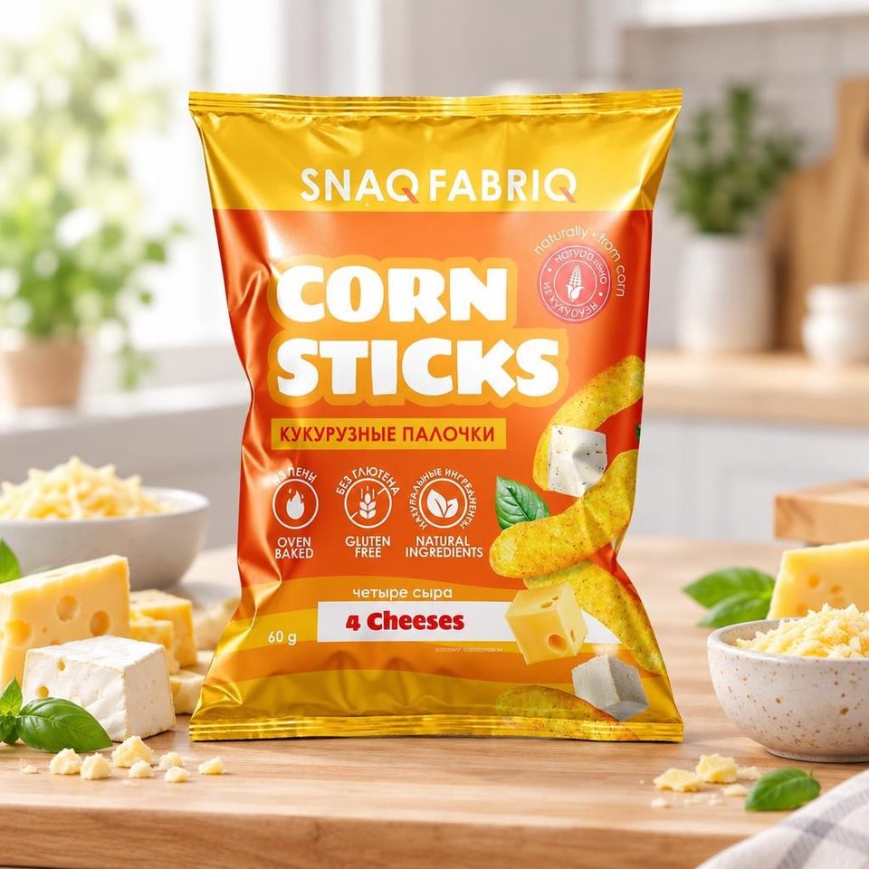 SNAQ FABRIQ Кукурузные палочки со вкусом Четыре сыра 60 гр 14 шт