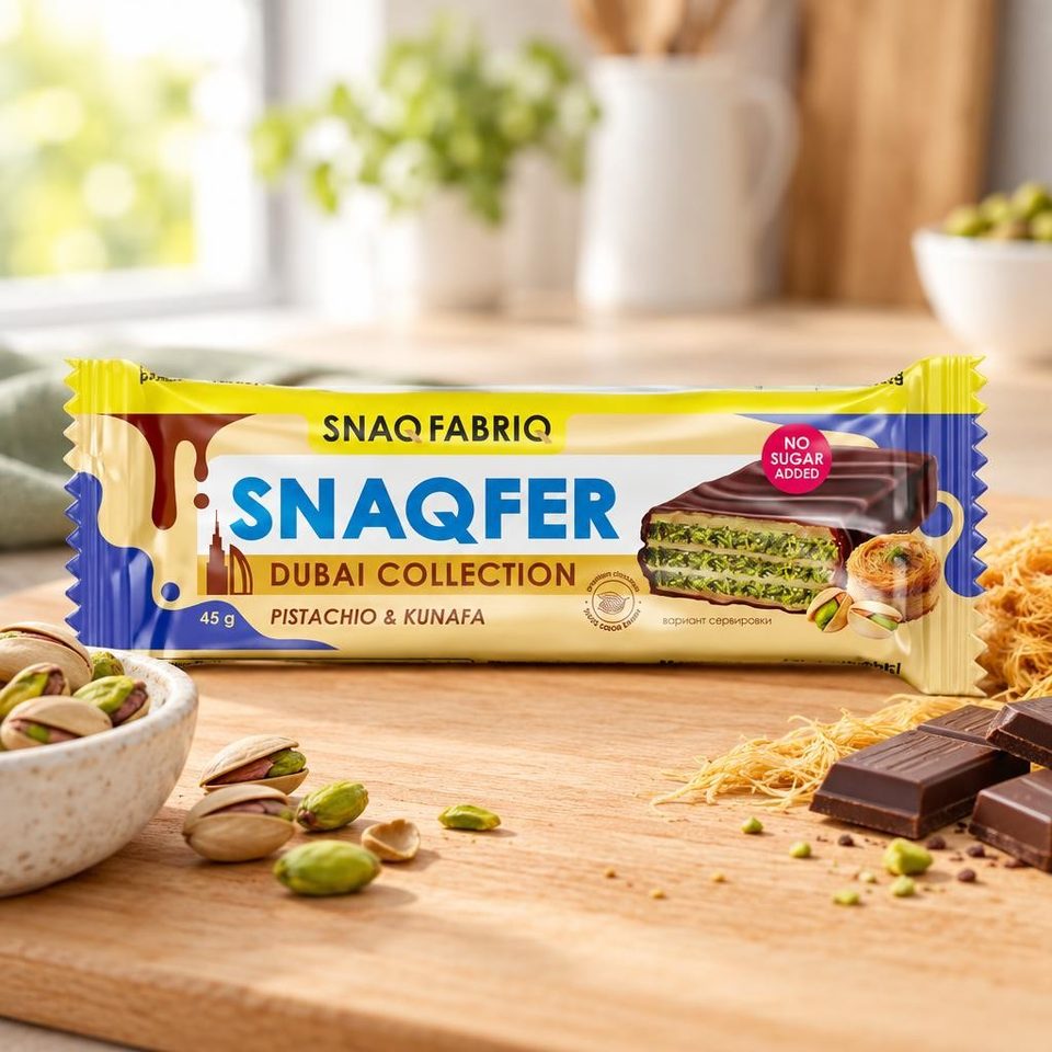 SNAQ FABRIQ Батончик глазированный с фисташкой и хрустящим тестом 130 гр 15 шт