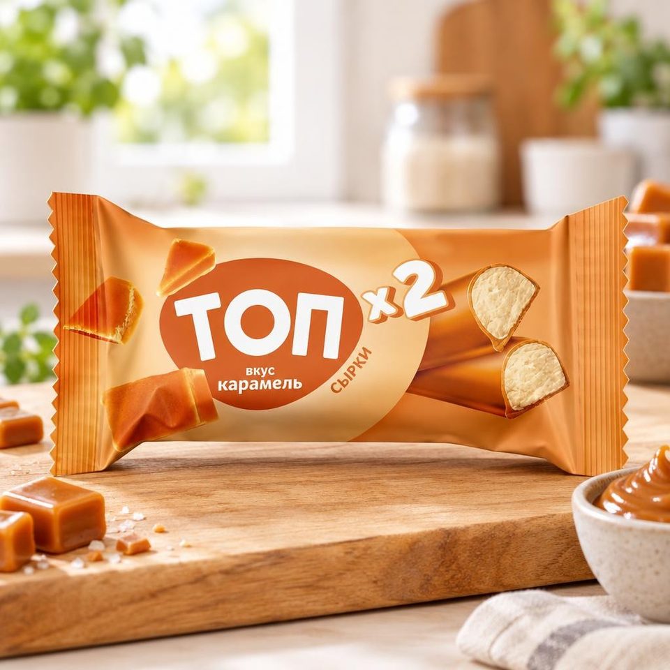 Топ сырок творожный со вкусом Карамель 45гр