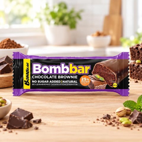 Bombbar батончик глазированный со вкусом Шоколадный брауни 40гр 30шт