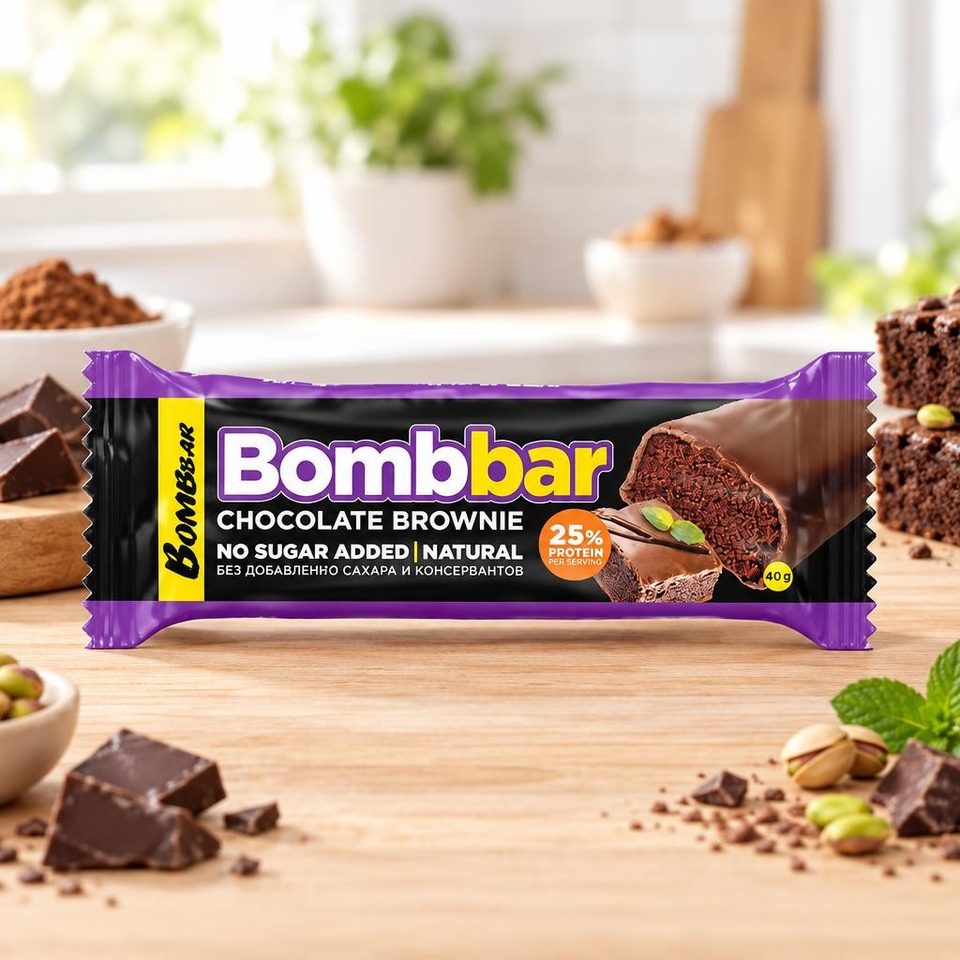 Bombbar батончик глазированный со вкусом Шоколадный брауни 40гр 30шт