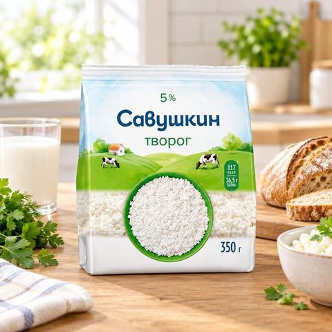 Савушкин Творог Рассыпчатый 5% в пакете 350р