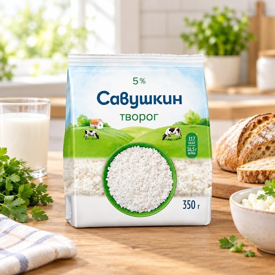 Савушкин Творог Рассыпчатый 5% в пакете 350р