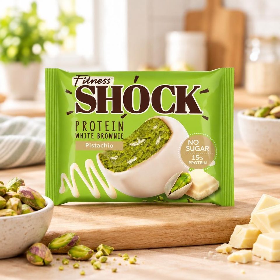 FitnesShock Изделие кондитерское глазированное Брауни белый шоколад и фисташка 50гр 10шт