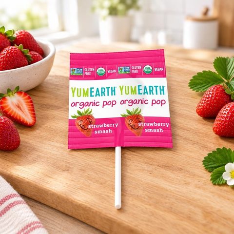 YUMEARTH Органические клубничные леденцы на палочке с кислинкой 14 шт/уп