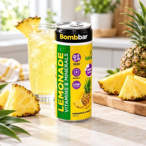 Bombbar Напиток безалкогольный газированный Лимонад со вкусом ананаса 330мл12 шт