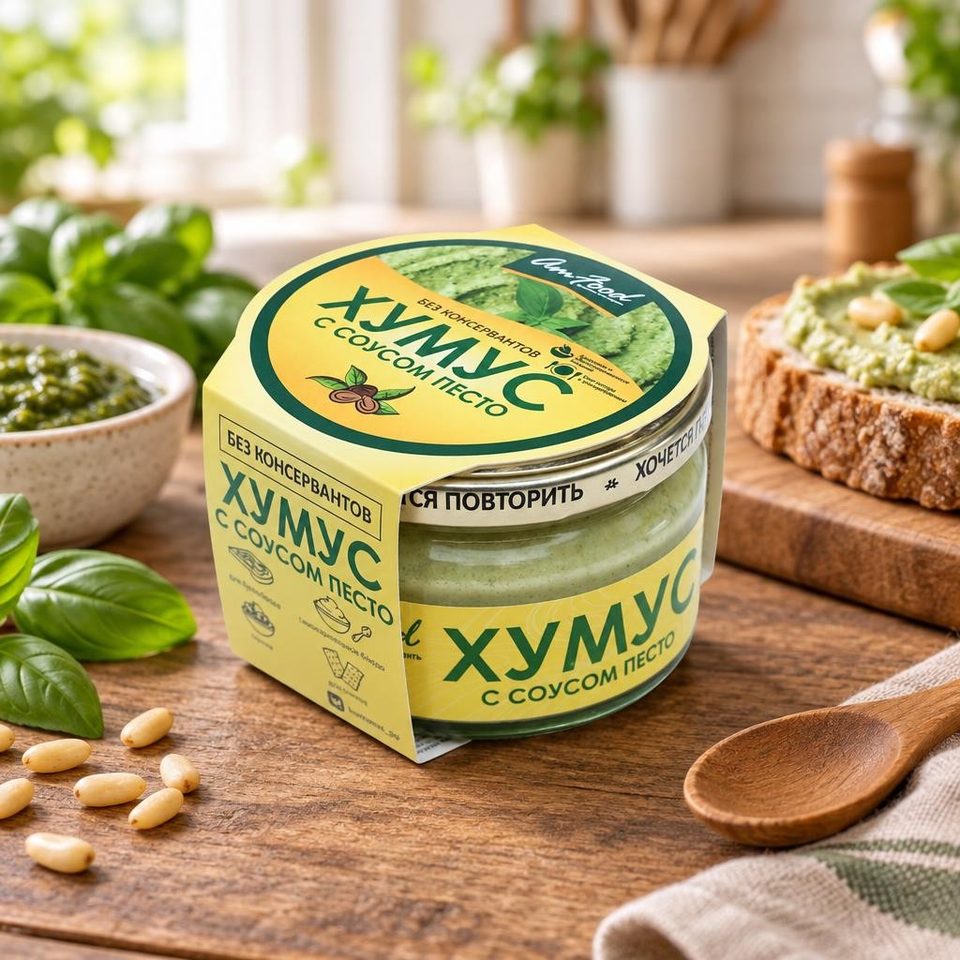 Закуска Хумус с соусом песто 200гр