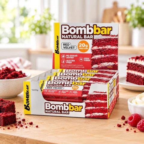 BOMBBAR Батончик неглазированный со вкусом Красный бархат 60гр 20шт