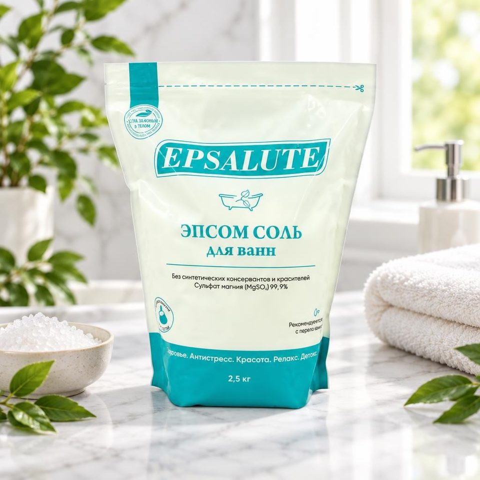 Epsalute Эпсом соль для ванн 2,5 кг
