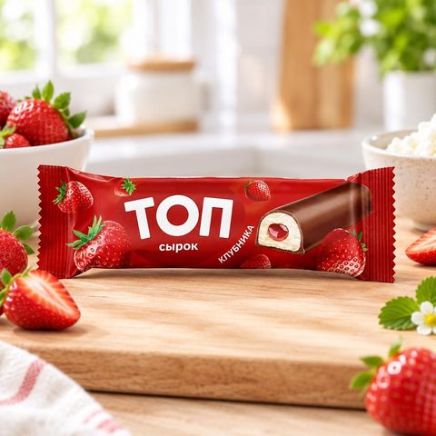 Топ сырок творожный со вкусом Клубники 40гр