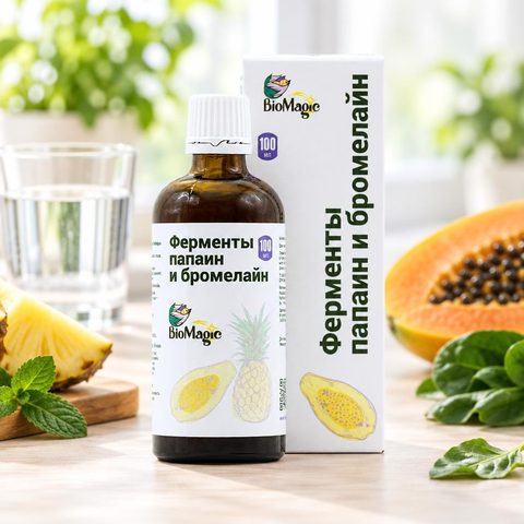 BIOMAGIC food Ферменты папаин и бромелайн 100мл