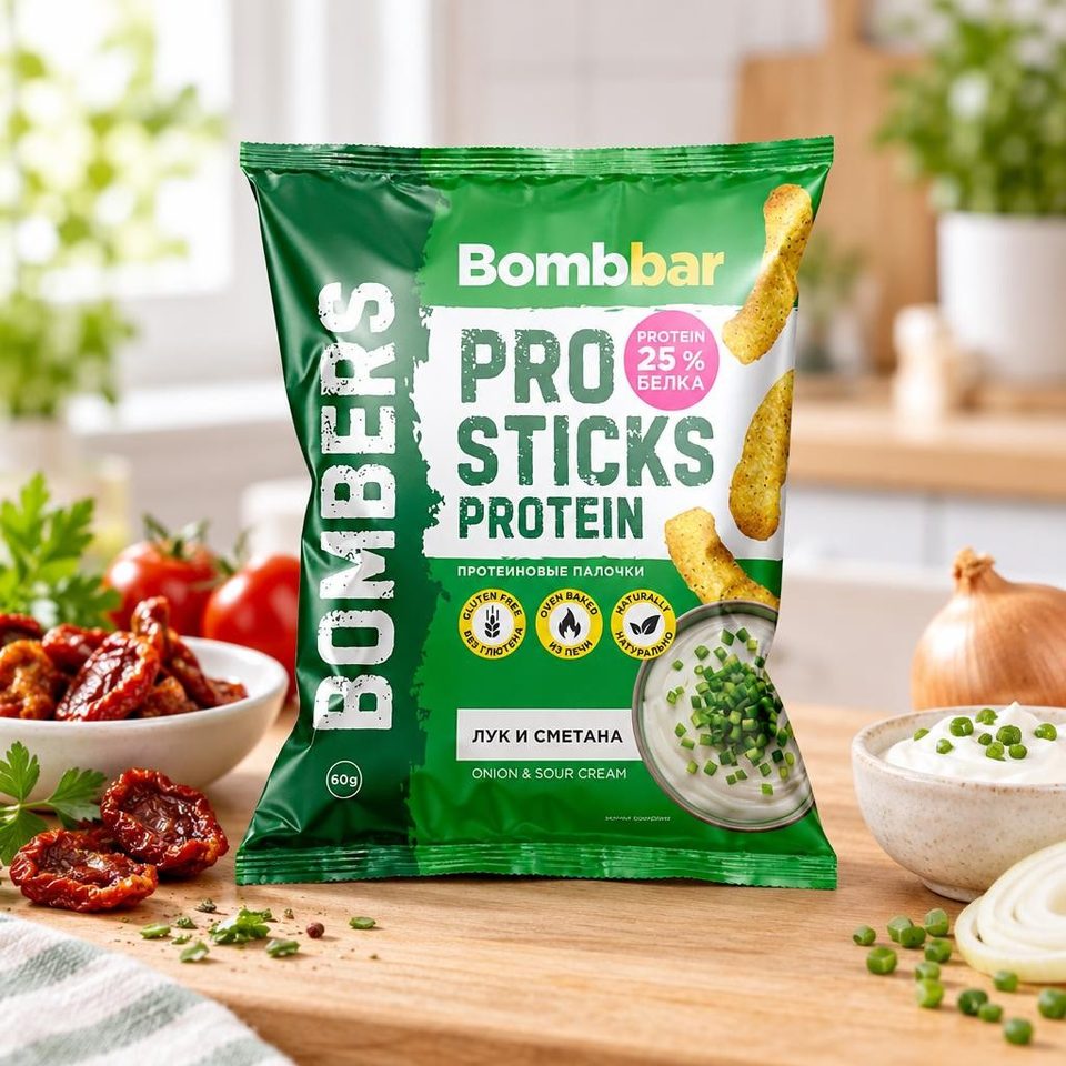 Bombbar Кукурузные палочки протеиновые со вкусом Вяленые томаты 60 гр 16 шт