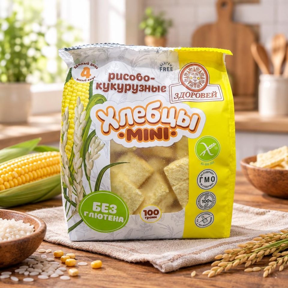 Здоровей Хлебцы Mini Рисово-кукурузные 100гр 24шт
