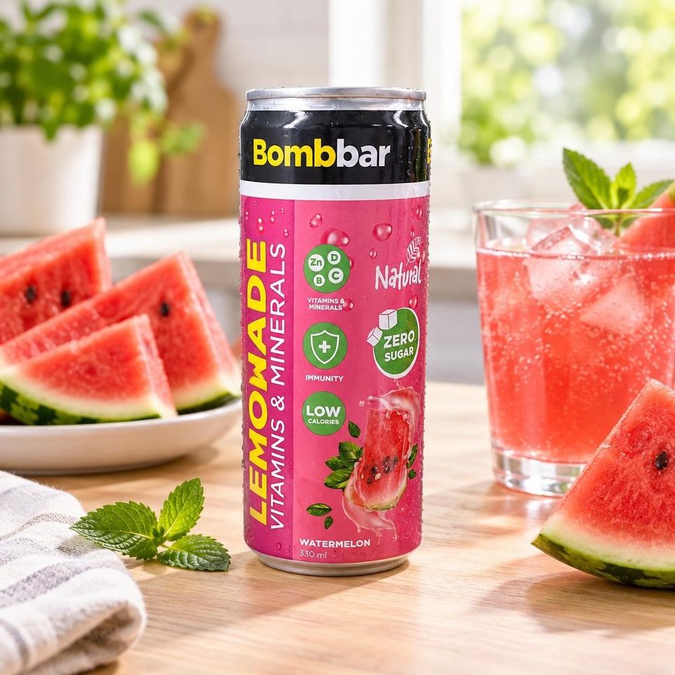 Bombbar Напиток безалкогольный газированный Лимонад со вкусом арбуза 330мл12 шт