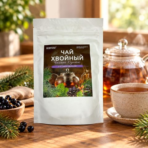 Сибирская клетчатка Хвойный чай со Смородиной чайный купаж 100гр 12шт