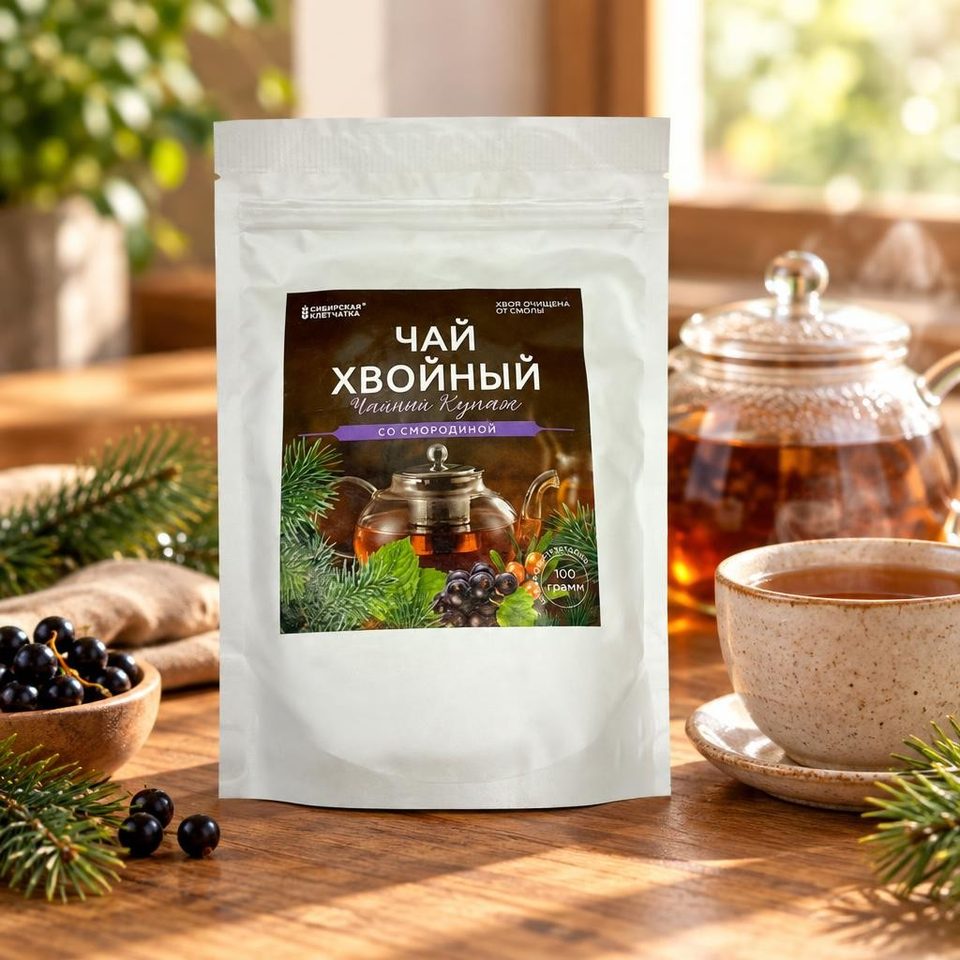 Сибирская клетчатка Хвойный чай со Смородиной чайный купаж 100гр 12шт