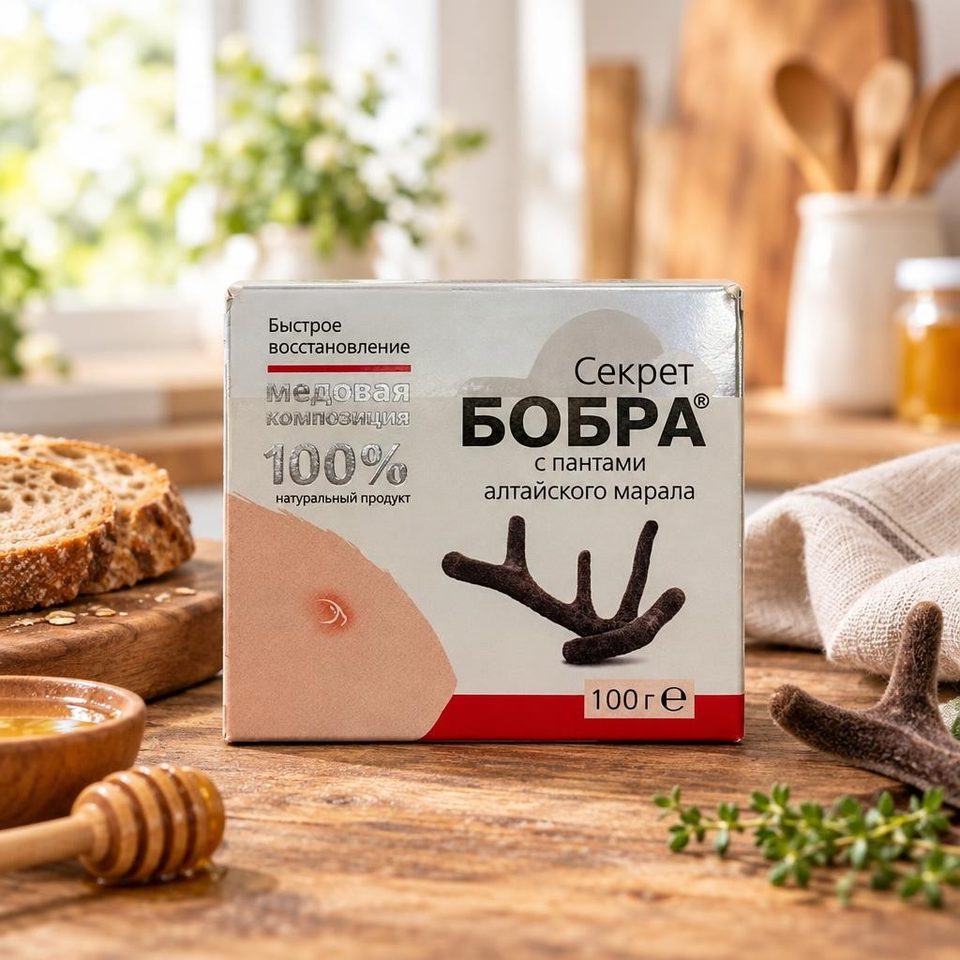 Медовая композиция Секрет бобра с пантами алтайского марала Быстрое восстановление 100 г