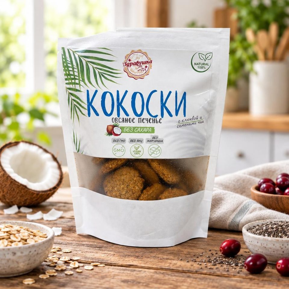 Здравушка Овсяное печенье Кокосики 150гр