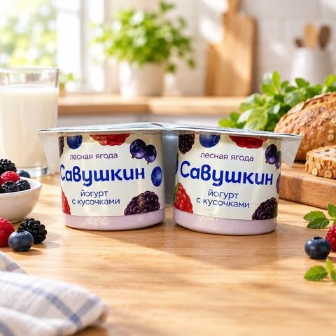 Савушкин йогурт два слоя лесная ягода 120гр