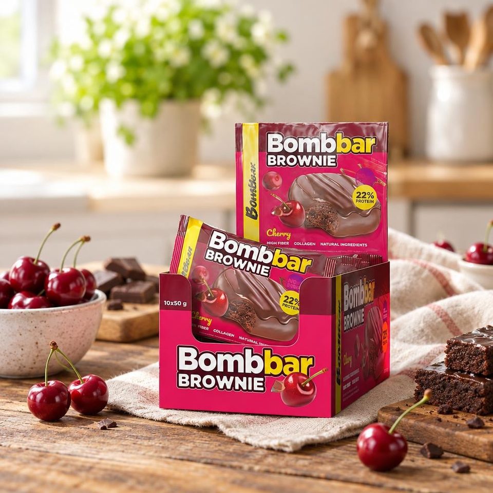 BOMBBAR Печенье глазированныое Вишневый брауни 60г 10шт