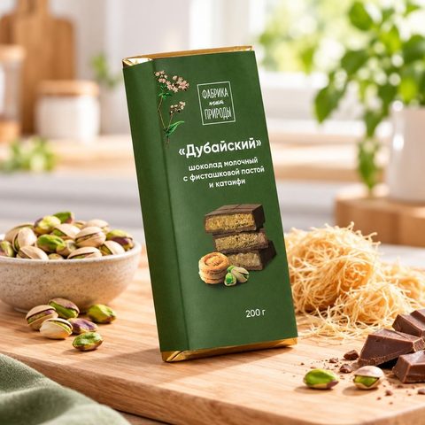 Молочный шоколад с фисташковой пастой и катаифи 200 гр 5 шт