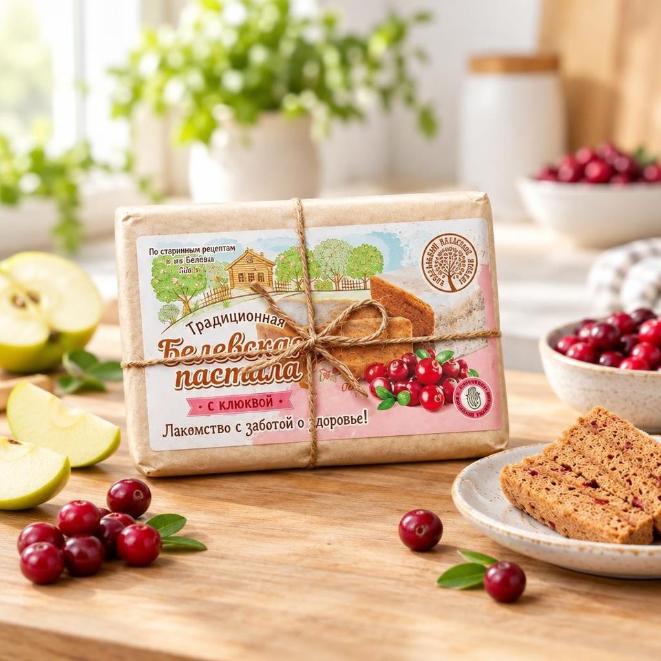 Традиционная Белевская пастила с клюквой 350гр