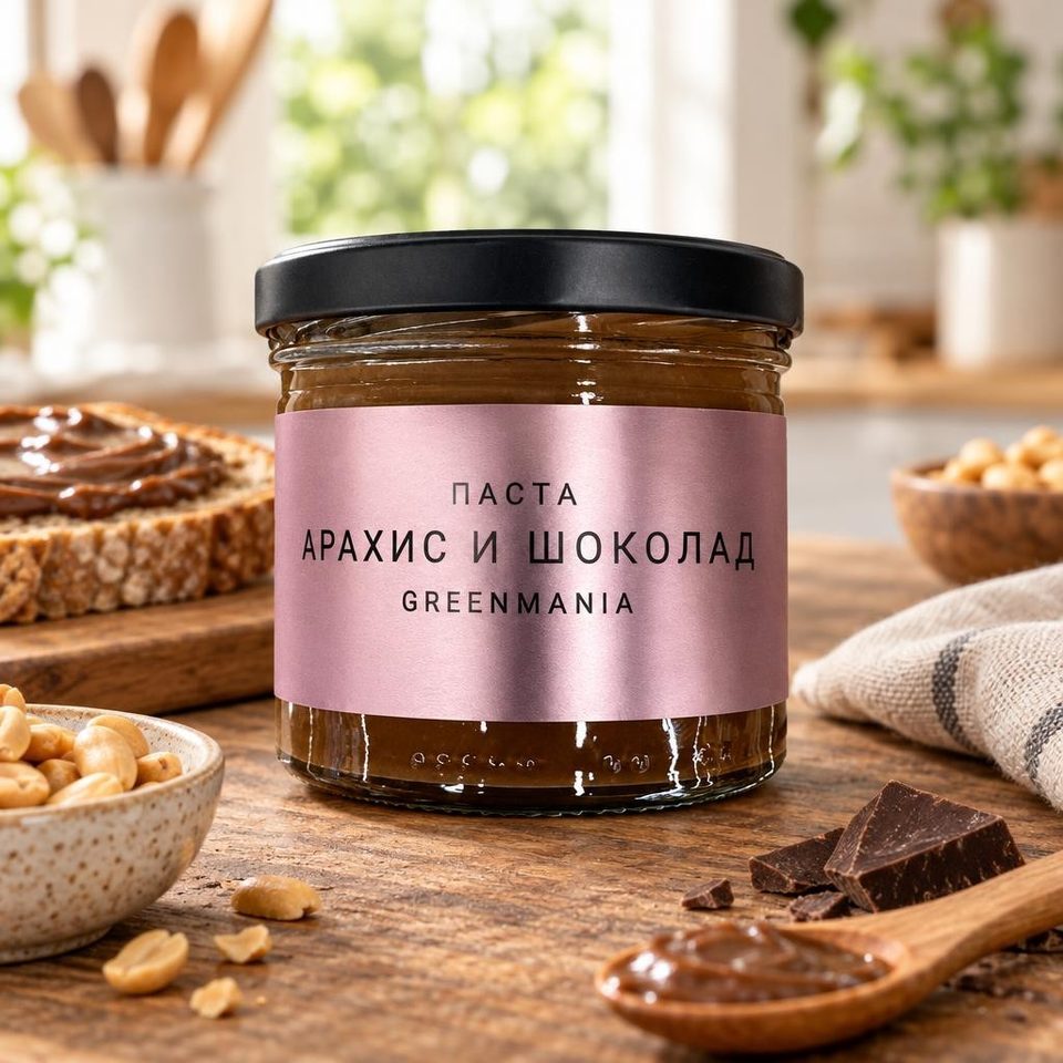 Паста Greenmania Арахис и шоколад 200гр