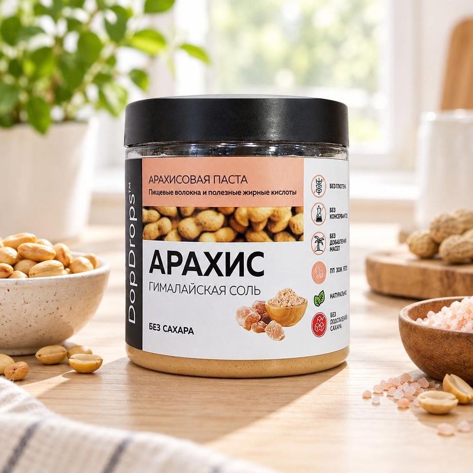 DopDrops паста Арахисовая КРАНЧ с Гималайской Солью 250гр