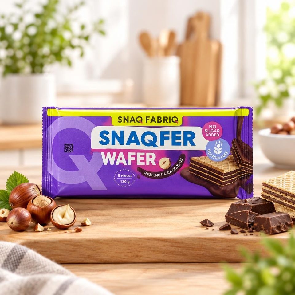 SNAQ FABRIQ Батончик неглазированный вафельный Шоколад-фундук 120 гр 28 шт