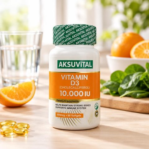 Aksuvital Vitamin D3 10000iu 500mcg 60softgels