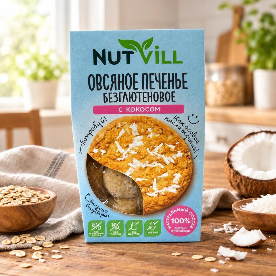 Nutvill Печенье овсяное с кокосом 85г